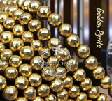 Pyrite (Gold) + Gold Sheen Black Obsidian Round Smooth Stretch (8mm) Natural Gemstone Crystal Energy Bead Bracelet