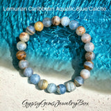 Calcite - Blue Lemurian Caribbean Aquatic Argentinia Calcite AAA+ Round Smooth Stretch (8mm) Natural Gemstone Crystal Energy Bead Bracelet