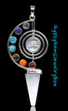 7 Chakra + Quartz Crystal Reiki Energy Healing Large Geometric Sun Moon Dowsing Pendulum