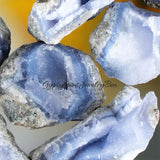 Agate - Blue Lace Agate Chalcedony Custom Size Round Smooth Stretch (8mm) Natural Gemstone Crystal Energy Bead Bracelet