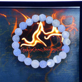 Agate - Dream Fire Agate Blue•Dragon’s Vein•Crackled Weathered Matte Frost•Custom Size•Rustic Round Stretch (8mm) Natural Gemstone Crystal Energy Bead Bracelet