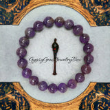 Amethyst - Dark Purple•Custom Size•Round Smooth Stretch (8mm) Natural Gemstone Crystal Energy Bead Bracelet