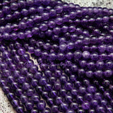 Amethyst - Dark Purple•Custom Size•Round Smooth Stretch (8mm) Natural Gemstone Crystal Energy Bead Bracelet