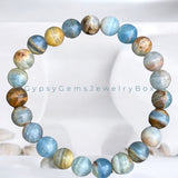 Calcite - Blue Lemurian Caribbean Aquatic Argentinia Calcite AAA+ Round Smooth Stretch (8mm) Natural Gemstone Crystal Energy Bead Bracelet
