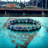 Azurite Blue Green•Custom Size•Round Smooth Stretch (8mm) Natural Gemstone Crystal Energy Bead Bracelet