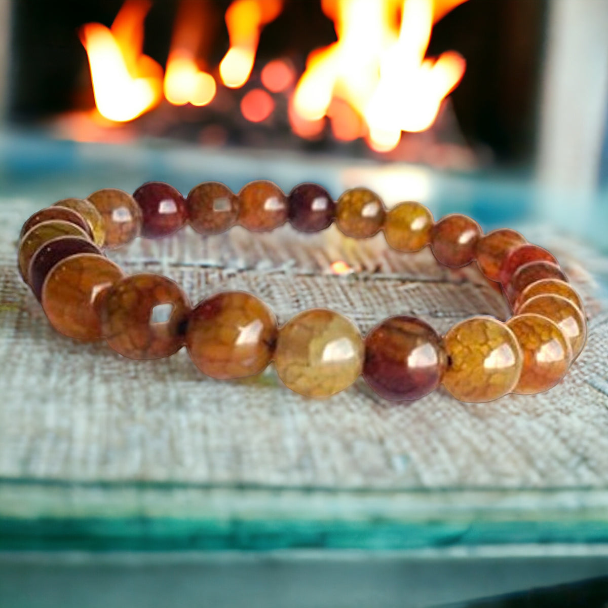 Dragon Veins online Agate Blue/Red Dew Drop Bracelet, w/Sterling Silver clasp