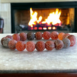Agate - Dream Fire Agate Red•Dragon’s Vein•Crackled Weathered Matte Frost•Custom Size•Rustic Round Stretch (8mm) Natural Gemstone Crystal Energy Bead Bracelet
