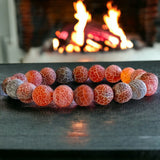 Agate - Dream Fire Agate Red•Dragon’s Vein•Crackled Weathered Matte Frost•Custom Size•Rustic Round Stretch (8mm) Natural Gemstone Crystal Energy Bead Bracelet