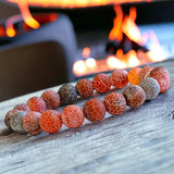 Agate - Dream Fire Agate Red•Dragon’s Vein•Crackled Weathered Matte Frost•Custom Size•Rustic Round Stretch (8mm) Natural Gemstone Crystal Energy Bead Bracelet