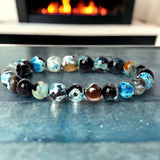Agate - Fire Agate Green•Custom Size•Round Smooth Stretch (8mm) Natural Gemstone Crystal Energy Bead Bracelet