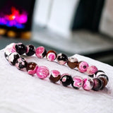 Agate - Fire Agate Pink•Custom Size•Round Smooth Stretch (8mm) Natural Gemstone Crystal Energy Bead Bracelet