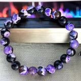 Agate - Fire Agate Purple•Custom Size•Round Smooth Stretch (8mm) Natural Gemstone Crystal Energy Bead Bracelet