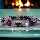 Agate - Fire Agate Purple•Custom Size•Round Smooth Stretch (8mm) Natural Gemstone Crystal Energy Bead Bracelet