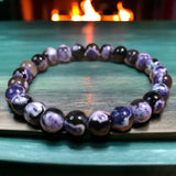 Agate - Fire Agate Purple•Custom Size•Round Smooth Stretch (8mm) Natural Gemstone Crystal Energy Bead Bracelet