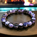 Agate - Fire Agate Purple•Custom Size•Round Smooth Stretch (8mm) Natural Gemstone Crystal Energy Bead Bracelet