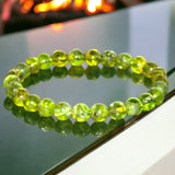Peridot Custom Size Round Smooth Stretch (8mm) Natural Gemstone Crystal Energy Bead Bracelet