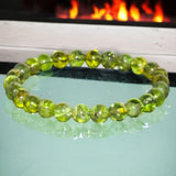 Peridot Custom Size Round Smooth Stretch (8mm) Natural Gemstone Crystal Energy Bead Bracelet