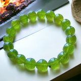 Peridot Olivine Green Custom Size Round Smooth Stretch (10mm) Natural Gemstone Crystal Energy Bead Bracelet