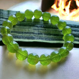 Peridot Olivine Green Custom Size Round Smooth Stretch (10mm) Natural Gemstone Crystal Energy Bead Bracelet