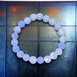 Agate - Dream Fire Agate Blue•Dragon’s Vein•Crackled Weathered Matte Frost•Custom Size•Rustic Round Stretch (8mm) Natural Gemstone Crystal Energy Bead Bracelet