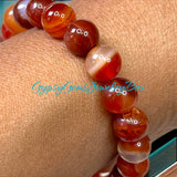 Carnelian Custom Size Orange Round Smooth Stretch Banded (8mm) Natural Gemstone Crystal Energy Bead Bracelet