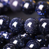 Solar System Universe Galaxy Star Cat Eye + Blue Goldstone Sandstone Multi Stone Round Smooth Stretch (8mm + 10mm) Natural Gemstone Crystal Energy Bead Bracelet