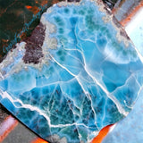 Larimar Dominican Caribbean Blue•Custom Size•Round Smooth Stretch (8mm) Natural Gemstone Crystal Energy Bead Bracelet