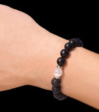 Intention - Protection•Black Onyx•Hematite•Lava Stone•Selenite•Custom Size Round Smooth Stretch (8mm) Natural Gemstone Crystal Energy Bead Bracelet