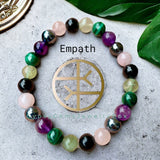 Intention - Empath - Amethyst + Hematite + Rose Quartz + Black Tourmaline + Fluorite + Malachite Custom Size Round Smooth Stretch (8mm) Natural Gemstone Crystal Energy Bead Bracelet