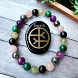 Intention - Empath - Amethyst + Hematite + Rose Quartz + Black Tourmaline + Fluorite + Malachite Custom Size Round Smooth Stretch (8mm) Natural Gemstone Crystal Energy Bead Bracelet