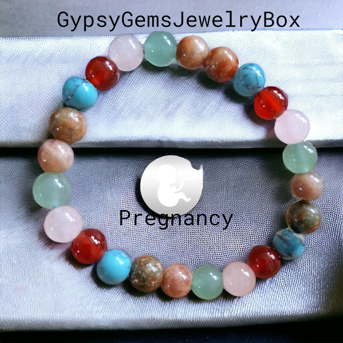 Intention - Pregnancy- Rose quartz + Carnelian + Turquoise + Green