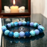 Intention - Throat Chakra Balance - Blue Angelite + Amazonite + Apatite Custom Size Round Smooth Stretch (8mm) Natural Gemstone Crystal Energy Bead Bracelet