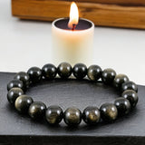 Obsidian - Gold Sheen Obsidian Custom Size Round Smooth Stretch (8mm) Natural Gemstone Crystal Energy Bead Bracelet