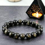 Obsidian - Gold Sheen Obsidian Custom Size Round Smooth Stretch (8mm) Natural Gemstone Crystal Energy Bead Bracelet
