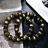 Obsidian - Gold Sheen Obsidian Custom Size Round Smooth Stretch (8mm) Natural Gemstone Crystal Energy Bead Bracelet