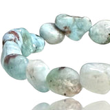 Larimar - Nugget Series Custom Size Stretch (8 - 10mm) Irregular Shape Smooth Natural Gemstone Crystal Energy Bead Bracelet