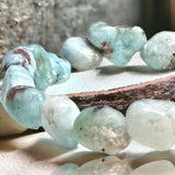 Larimar - Nugget Series Custom Size Stretch (8 - 10mm) Irregular Shape Smooth Natural Gemstone Crystal Energy Bead Bracelet