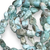 Larimar - Nugget Series Custom Size Stretch (8 - 10mm) Irregular Shape Smooth Natural Gemstone Crystal Energy Bead Bracelet