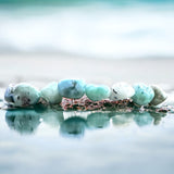 Larimar - Nugget Series Custom Size Stretch (8 - 10mm) Irregular Shape Smooth Natural Gemstone Crystal Energy Bead Bracelet