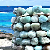 Larimar - Nugget Series Custom Size Stretch (8 - 10mm) Irregular Shape Smooth Natural Gemstone Crystal Energy Bead Bracelet