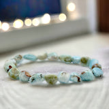Larimar - Nugget Series Custom Size Stretch (8 - 10mm) Irregular Shape Smooth Natural Gemstone Crystal Energy Bead Bracelet