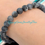 Labradorite Rainbow Frost Matte Custom Size Rustic Round Stretch (8mm) Natural Gemstone Crystal Energy Bead Bracelet