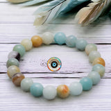 Amazonite - Custom Size•Round Smooth Stretch (8mm) Natural Gemstone Crystal Energy Bead Bracelet
