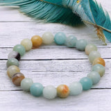 Amazonite - Custom Size•Round Smooth Stretch (8mm) Natural Gemstone Crystal Energy Bead Bracelet