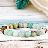Amazonite - Custom Size•Round Smooth Stretch (8mm) Natural Gemstone Crystal Energy Bead Bracelet