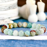 Amazonite - Custom Size•Round Smooth Stretch (8mm) Natural Gemstone Crystal Energy Bead Bracelet