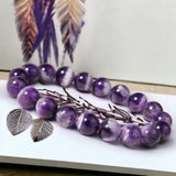 Amethyst - Chevron Dream Amethyst Dark Purple•Custom Size•Round Smooth Stretch (8mm) Natural Gemstone Crystal Energy Bead Bracelet