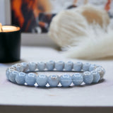 Angelite - Blue Angelite•Custom Size•Round Smooth Stretch (8mm) Natural Gemstone Crystal Energy Bead Bracelet