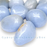 Angelite - Blue Angelite•Custom Size•Round Smooth Stretch (8mm) Natural Gemstone Crystal Energy Bead Bracelet
