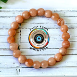 Sunstone Peach Sunstone Custom Size Round Smooth Stretch (8mm) Natural Gemstone Crystal Energy Bead Bracelet